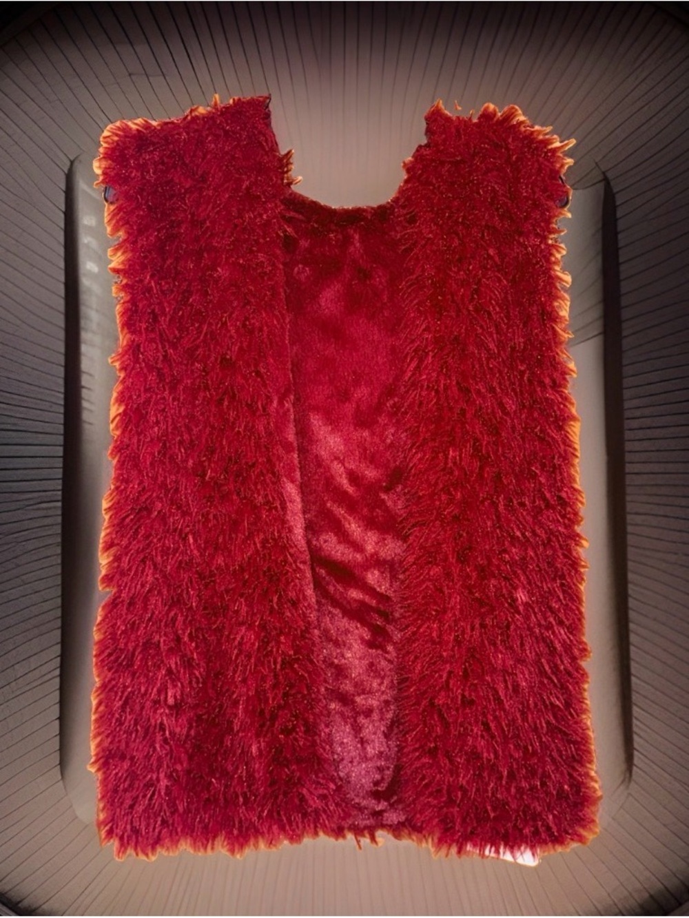 NWT Code ❤️ Women’s Red Faux Fur Sleeveless Teddy Vest w/Hood-OS
